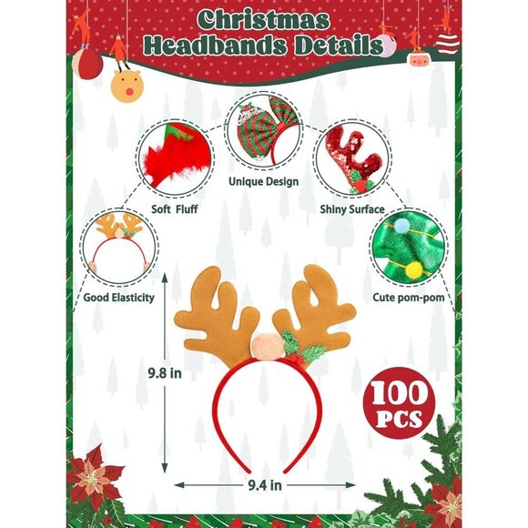 24PCS Christmas Headbands for Women Holiday Party Favors Xmas Decorations main image 6